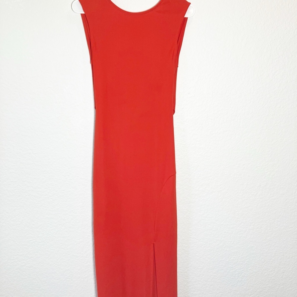 🔥 ASOS red sleeveless long cocktail dress draped back NWT sz4 Tall